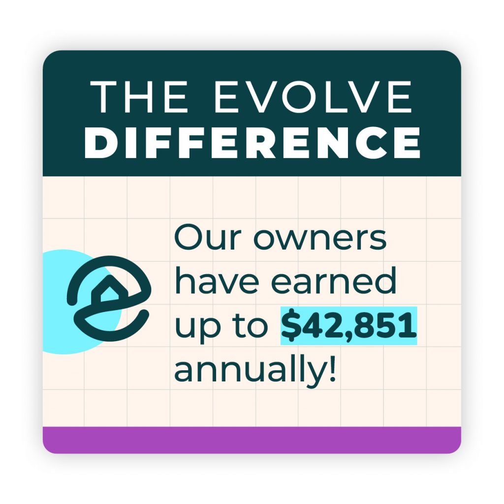 The Evolve Difference: Our owners have earned up to $42,851 annually!